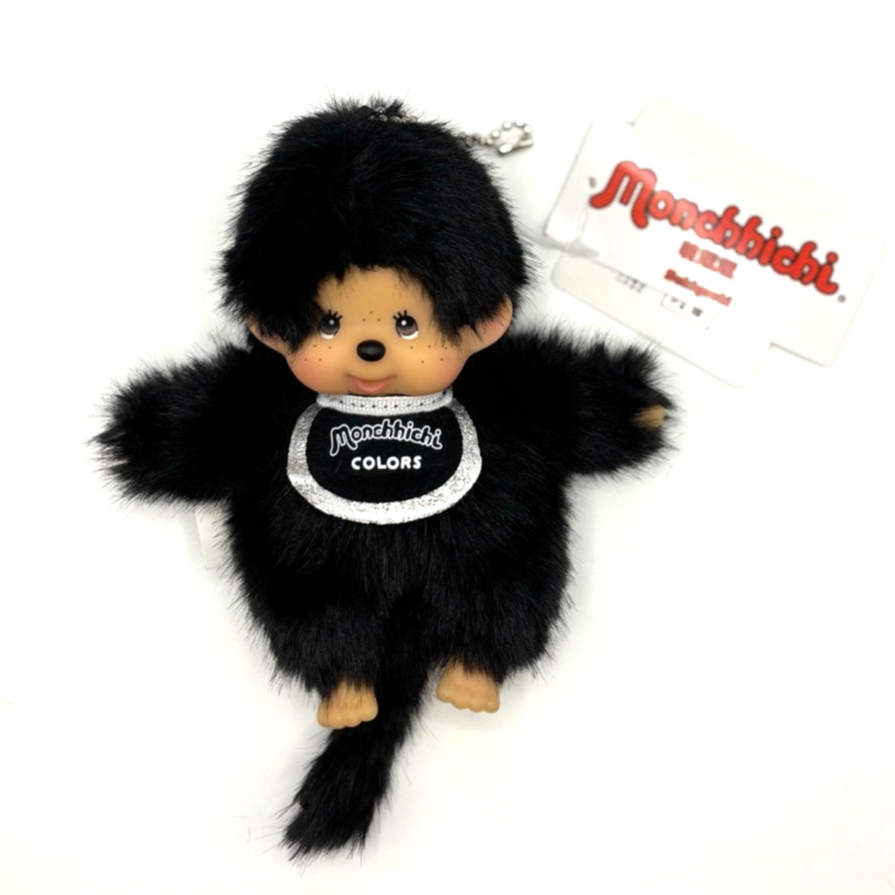 New Authentic Sekiguchi Monchhichi Color Series Black Plush Keychain - US seller
